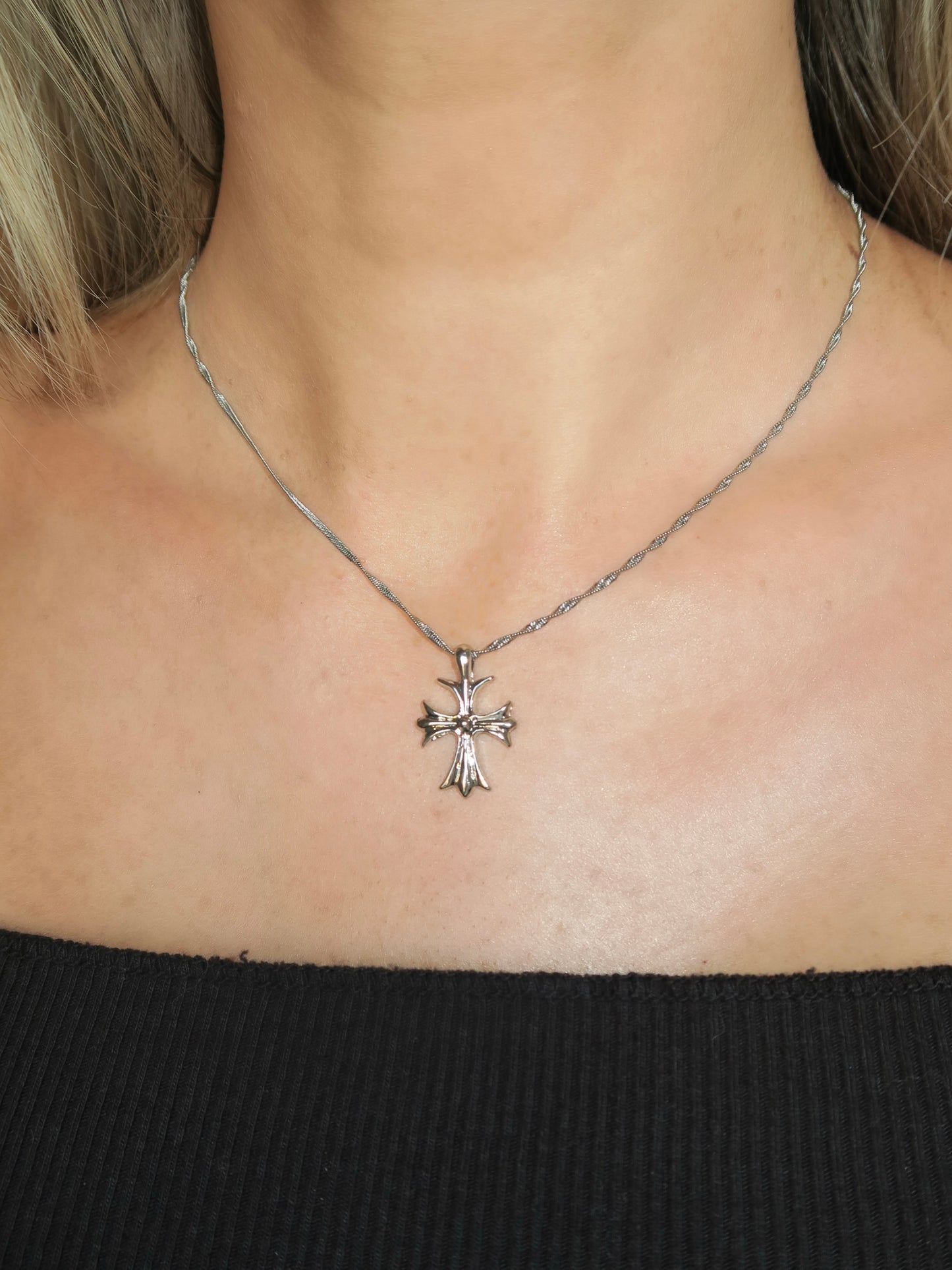 Chrome Cross Necklace